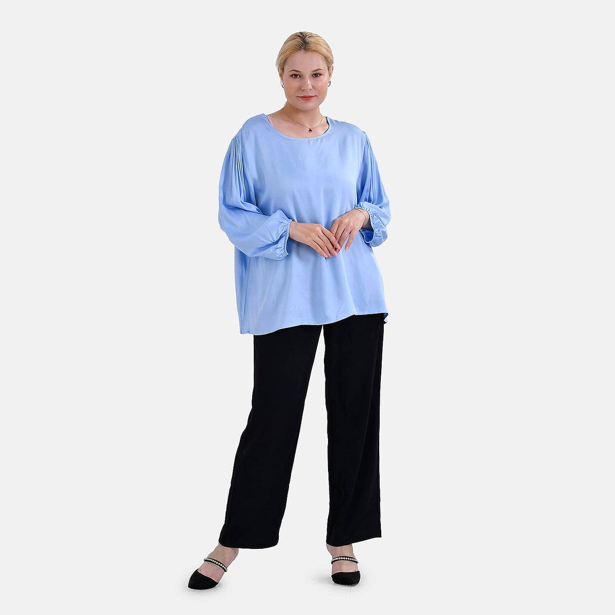 Tamsy 100% Viscose Relaxed Fit Blouse (Size 16 to18) - Blue 7724949 0