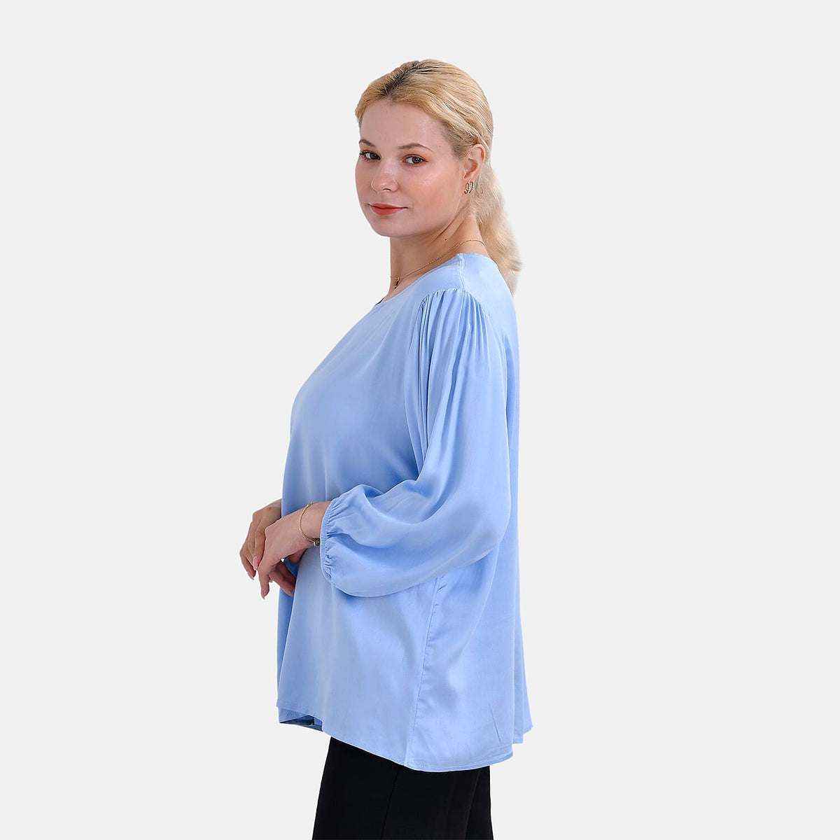 Tamsy 100% Viscose Relaxed Fit Blouse (Size 16 to18) - Blue 7724949 3