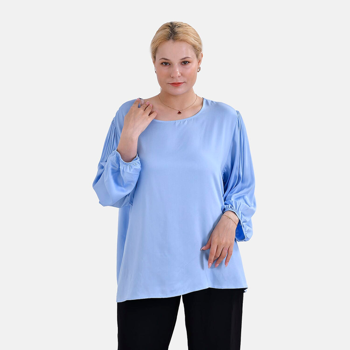 Tamsy 100% Viscose Relaxed Fit Blouse (Size 16 to18) - Blue 7724949 4
