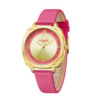 Gamages of London Resplendent Swiss Movement 30m Water Resistant Diamond Watch with Raspberry Leather Strap_7725050