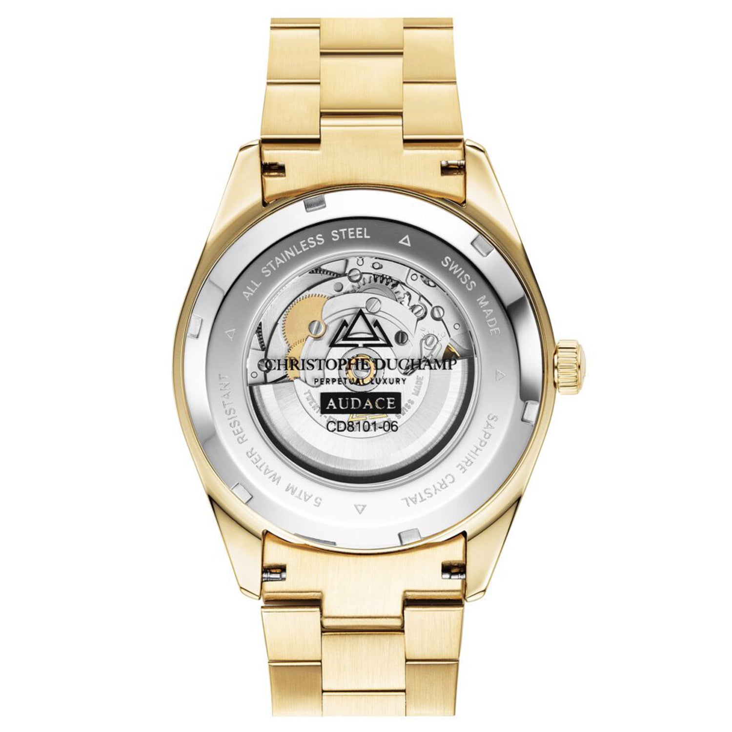 Christophe Duchamp AUDACE Swiss Made Automatic Movt. Black Dial 10 ATM WR Watch with Stainless Steel Chain Strap 7725917 4