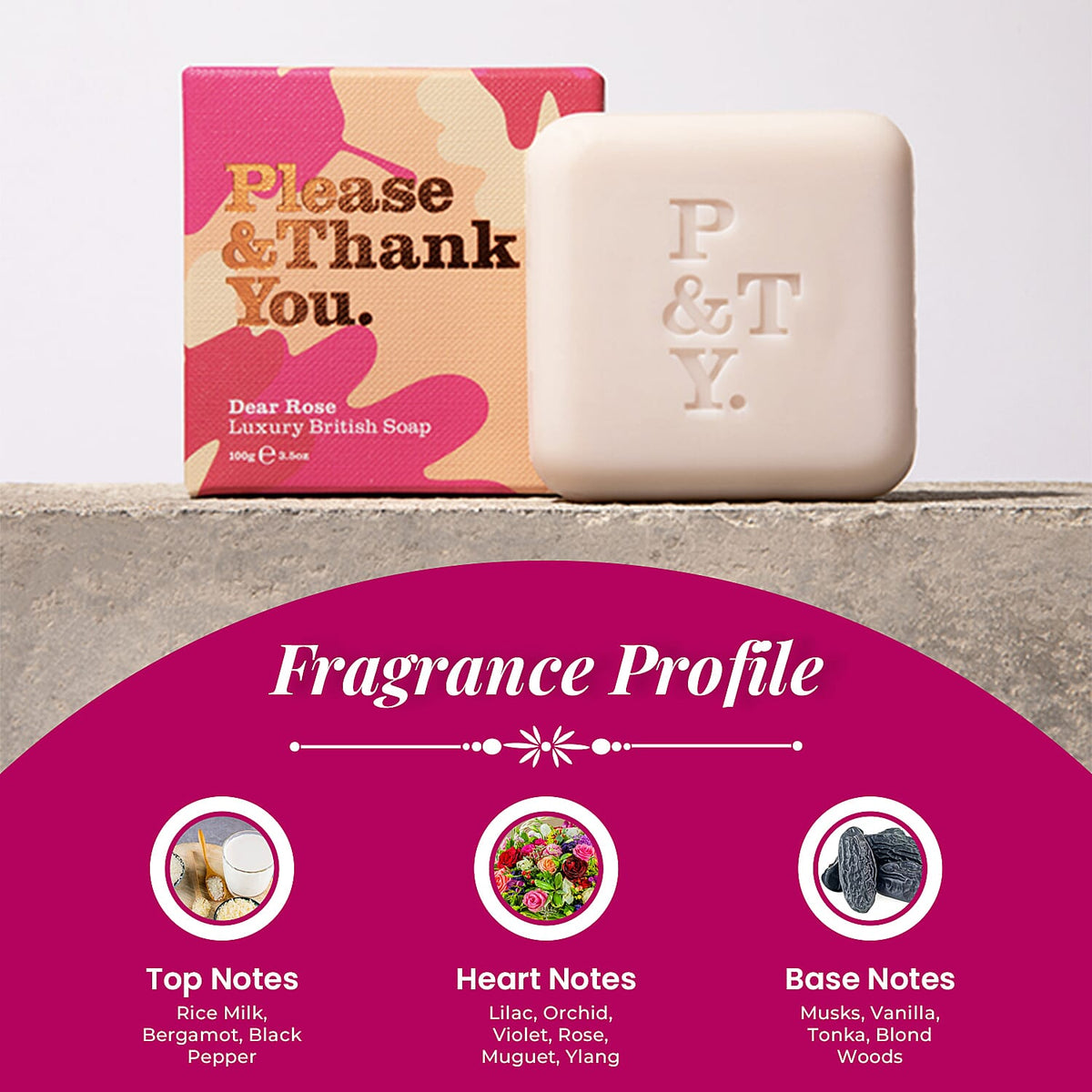 Please &amp; Thank You Dear Rose Luxury British Soap 100gm 7725935 3