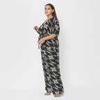La Marey 100% Viscose Ikat Pattern Ladies Jumpsuit (Size L) - Black