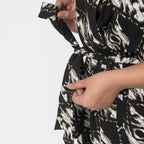 La Marey 100% Viscose Ikat Pattern Ladies Jumpsuit (Size L) - Black
