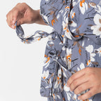 La Marey 100% Viscose Floral Pattern Ladies Jumpsuit (Size L) - Grey_7726942_6
