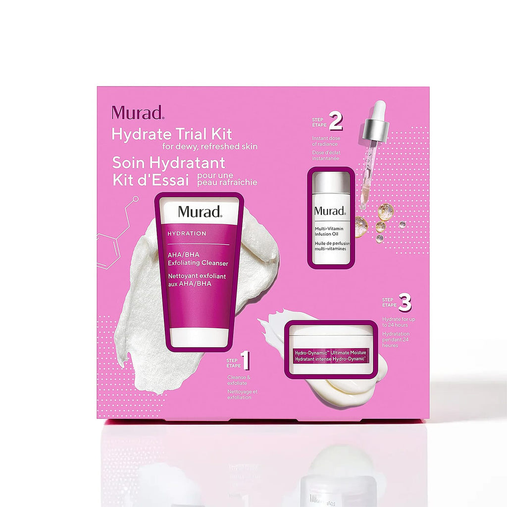 Set of 3 Murad Hydrate Trial Kit (Incl. 60ml Exfoliating Cleanser, 15ml, Moisture - 10ml Multi Vitamin Oil)