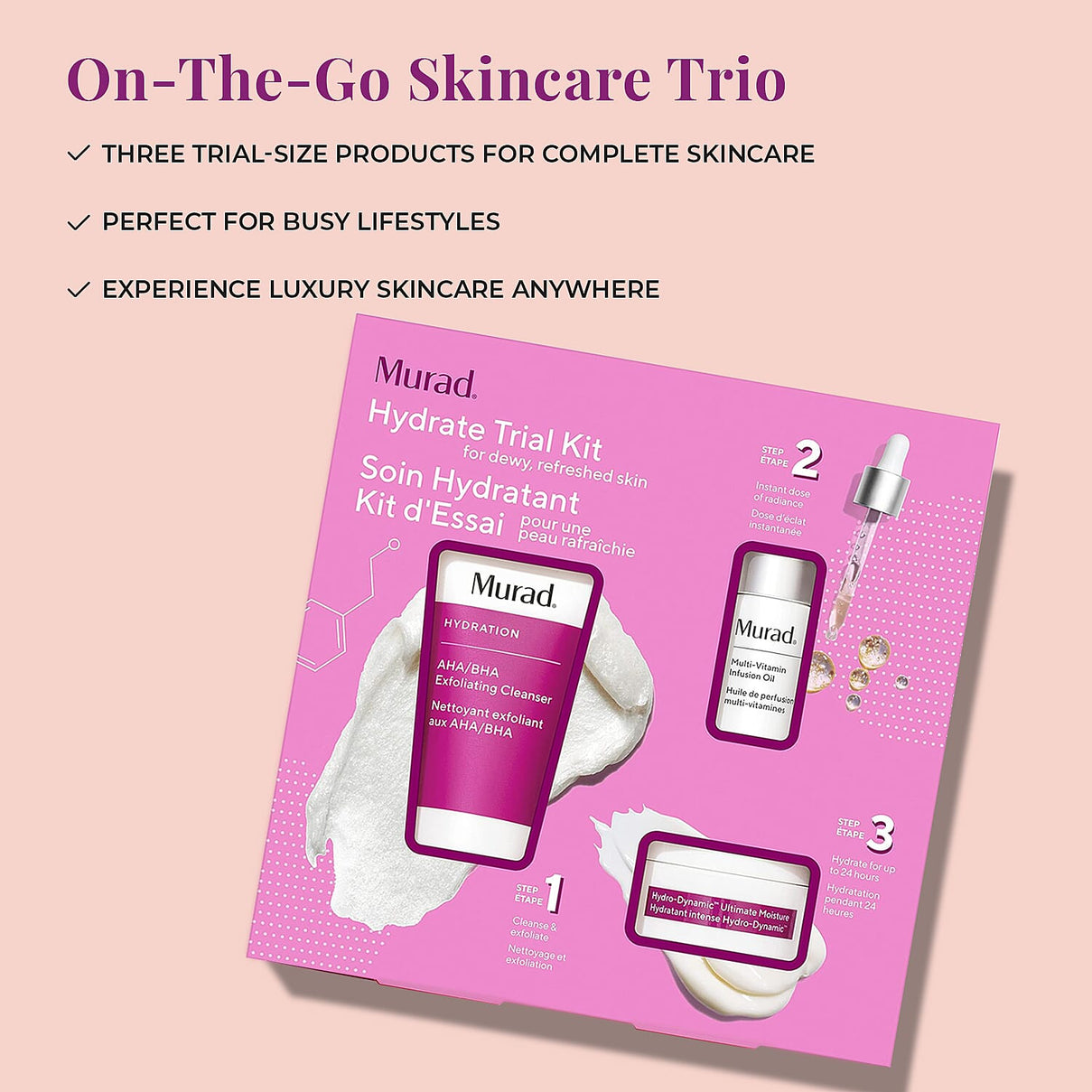 Murad Hydrate Trial Kit 3Pc (Incl. 60ml Exfoliating Cleanser, 15ml Moisture and 10ml Multi Vitamin Oil) 7728576 2