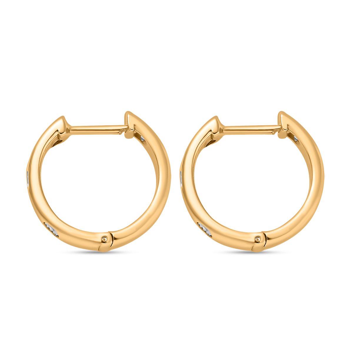 Designer Inspired - Diamond Hoop Earrings in Yellow Gold Overlay Sterling Silver 7729418 4