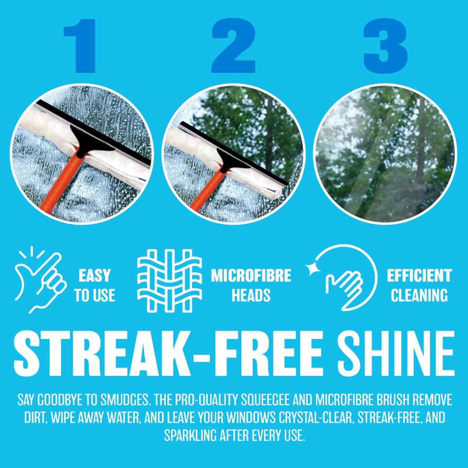 3.5m Telescopic Window Cleaner Squeegee â€“ Extendable &amp; Removable Head for Streak-Free Shine 7729920 1