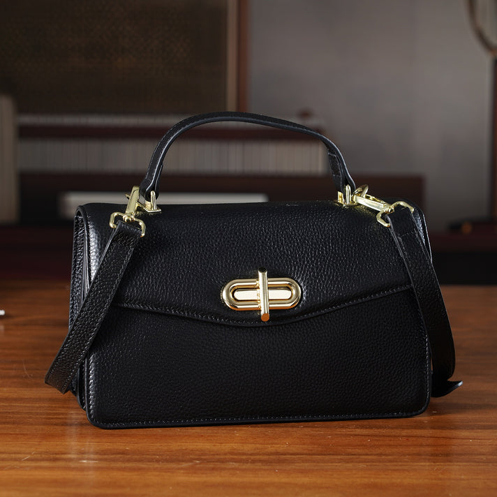 Genuine Leather Flap Crossbody Bag with Handle Drop 7730138 2