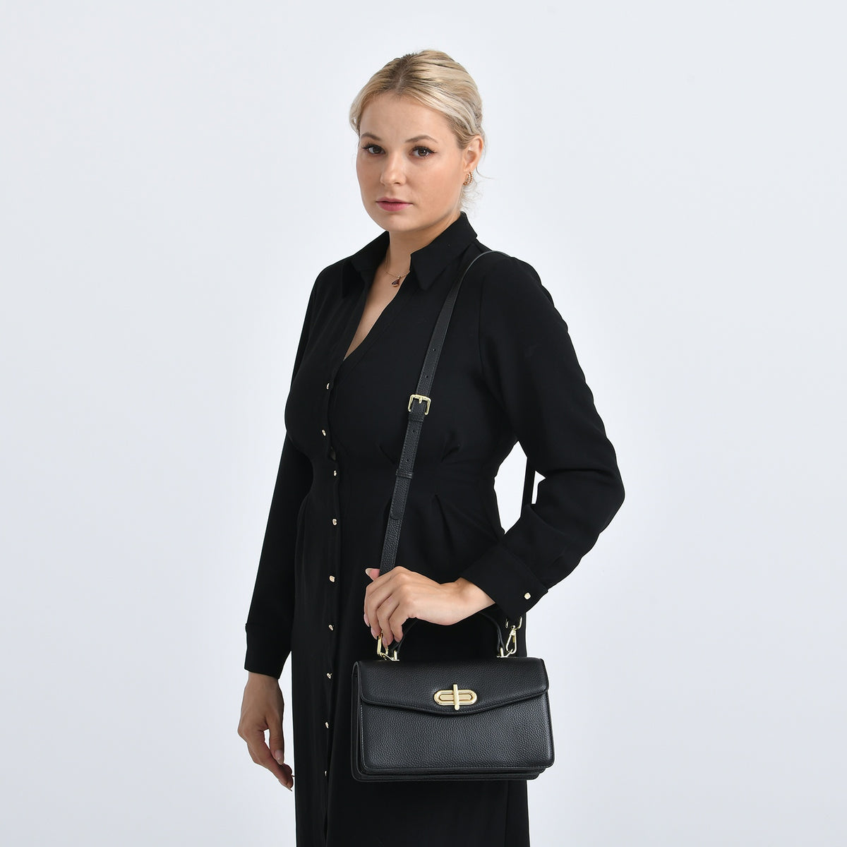 Genuine Leather Flap Crossbody Bag with Handle Drop 7730138 3