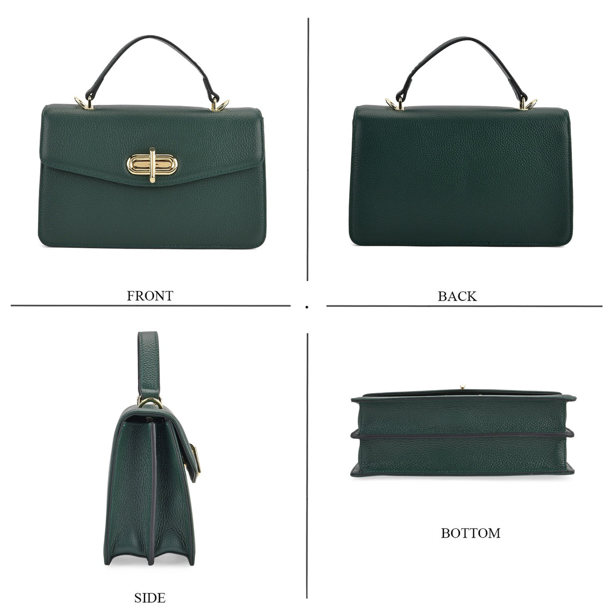 Genuine Leather Flap Crossbody Bag with Handle Drop V32592210 5