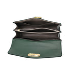 Designer Inspired Closeout Deal - Genuine Leather Structured Top Handle Satchel with Gold-Tone Lock - Green_7730139_5