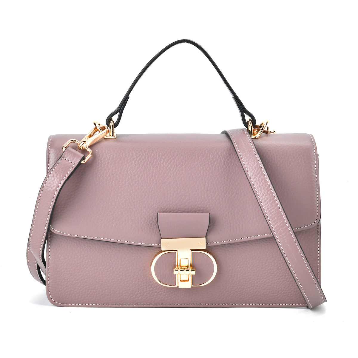 Genuine Leather Flap Crossbody Bag with Handle Drop V32518727 0
