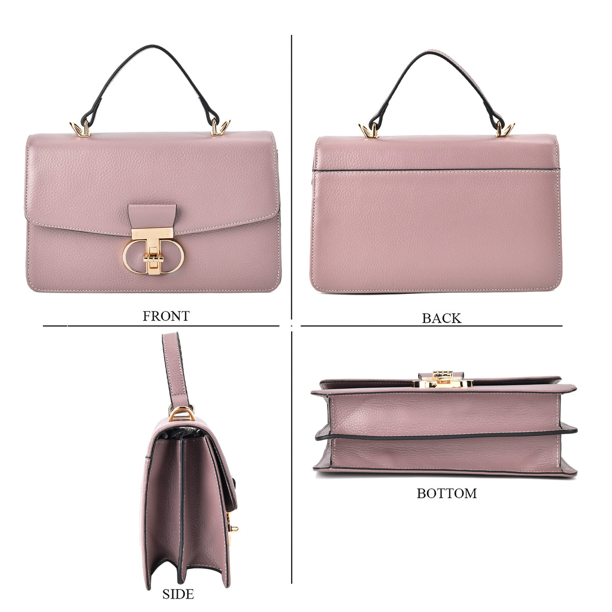 Genuine Leather Flap Crossbody Bag with Handle Drop V32518727 4
