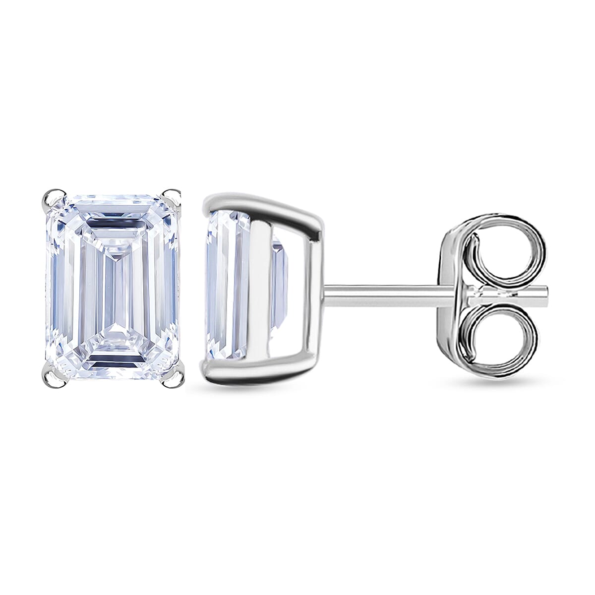 Luxuriant Diamond - 14K White Gold SGL Certified Lab Grown Emerald Cut Diamond (VS-E-F) Stud Earring 7730393 0