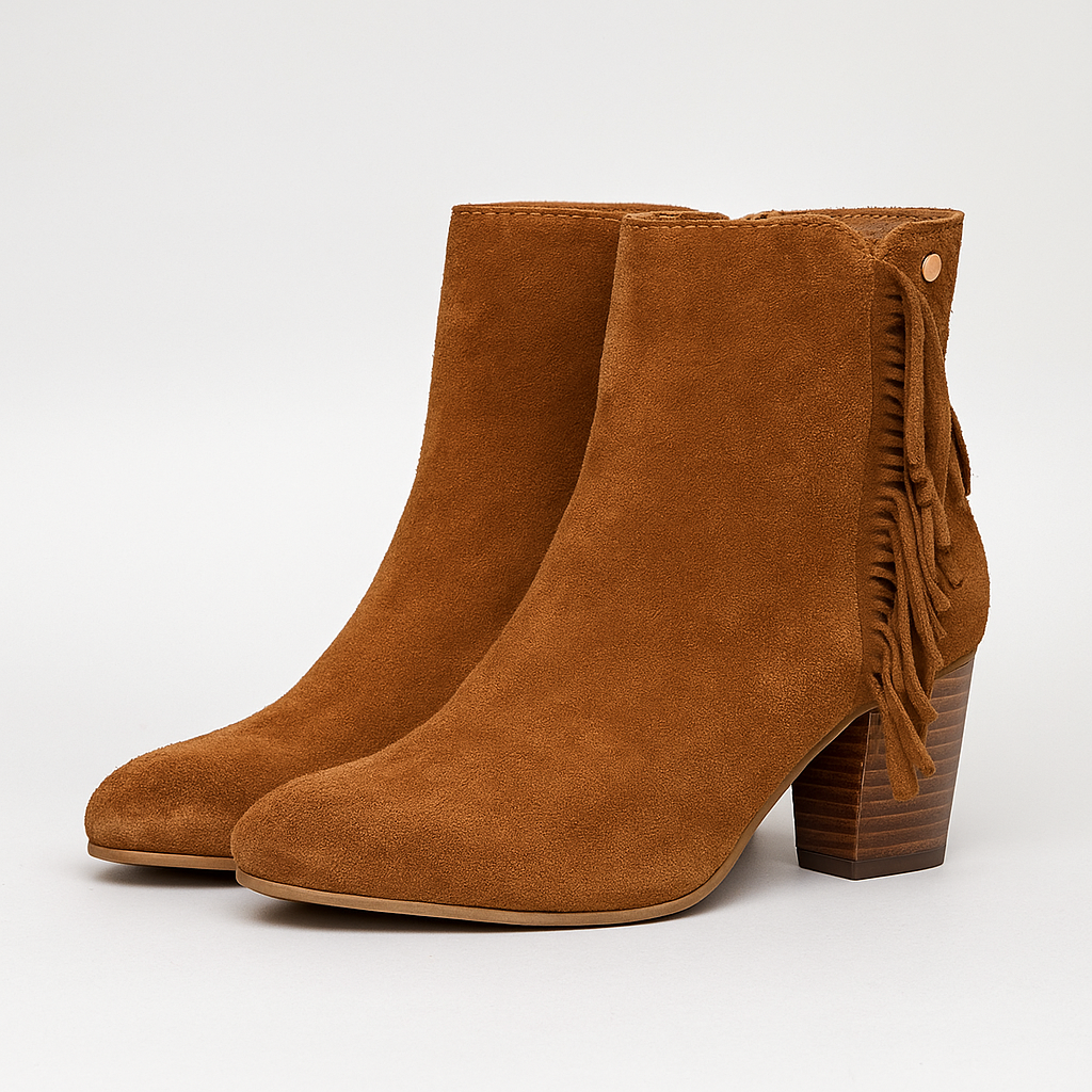 Ravel Premium Leather Womens Laxey Heeled Ankle Boots (Size 3) - Tan 7730514 1