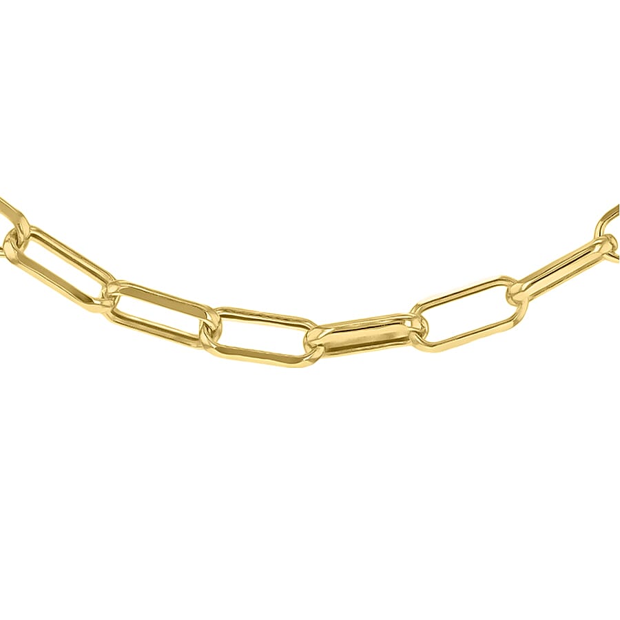 9K Yellow Gold Faceted Paperclip Necklace (Size - 20), Gold Wt. 6.5 Gms