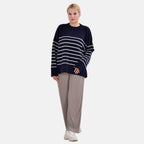 La Marey Stripe Pattern Relaxed Fit Jumper (Size XL) - Black_7731793
