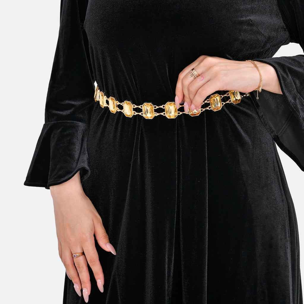 Women Concho Chain-Link Belt (Free Size, 105 cm) - Golden_7733600_1