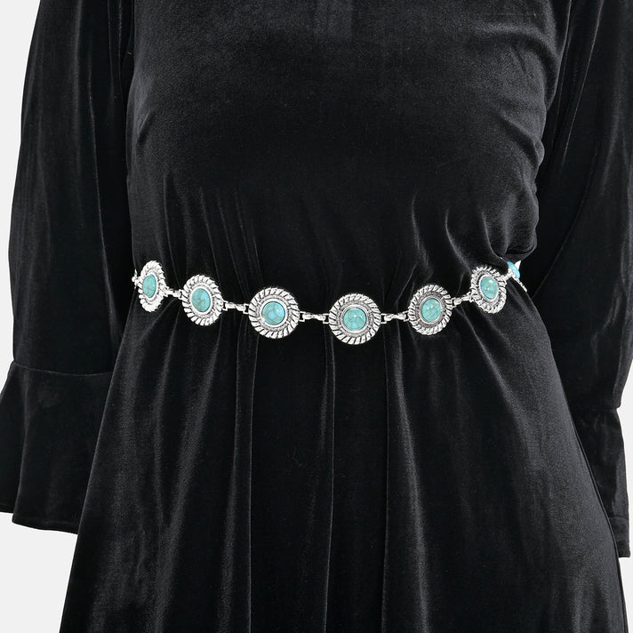 Womenâ€™s Concho Chain-Link Belt 7733608 2