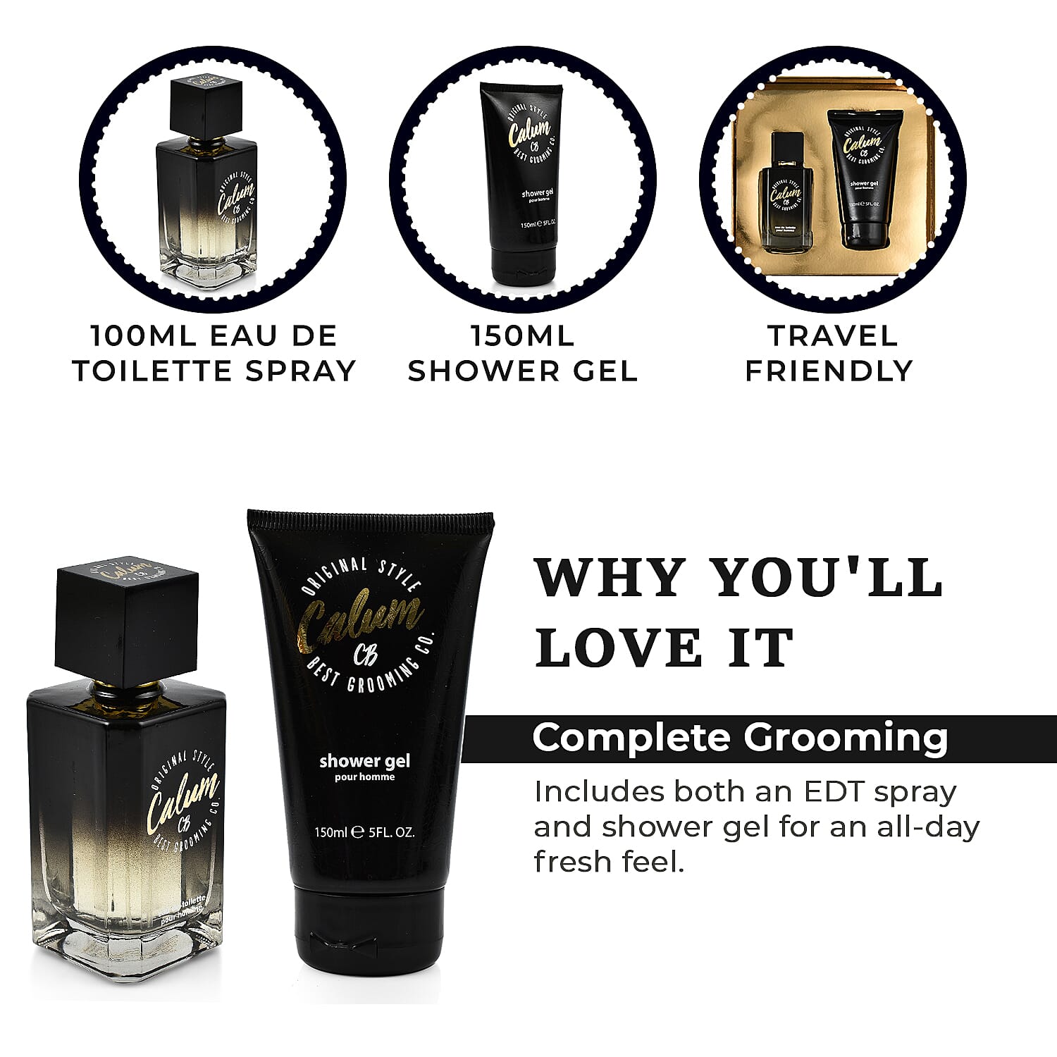 Calum Best Pour Homme 100ml EDT Gift Set 7733821 7