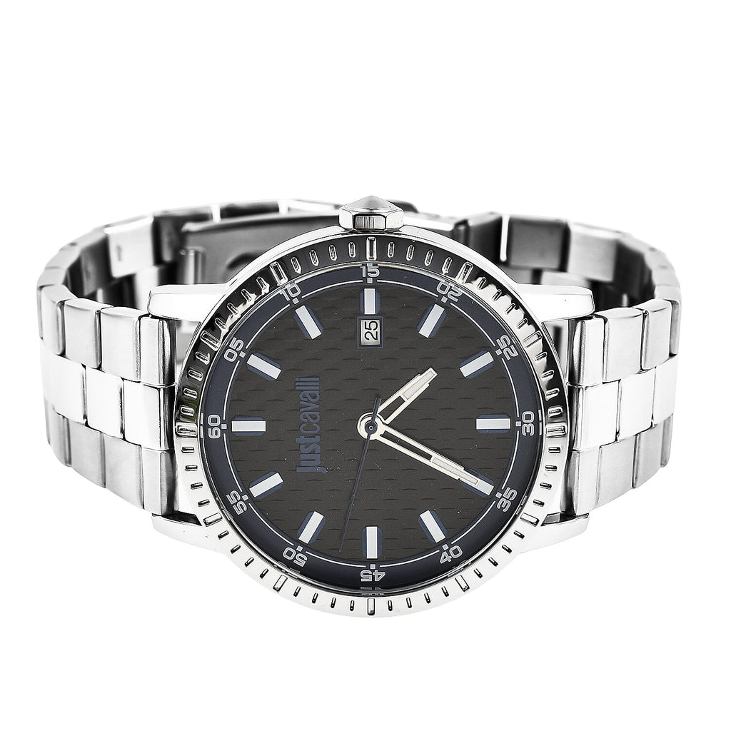 JUST CAVALLI Water Resistant Black Dial Mens Watch with Stainless Steel Chain Strap_7735536_3