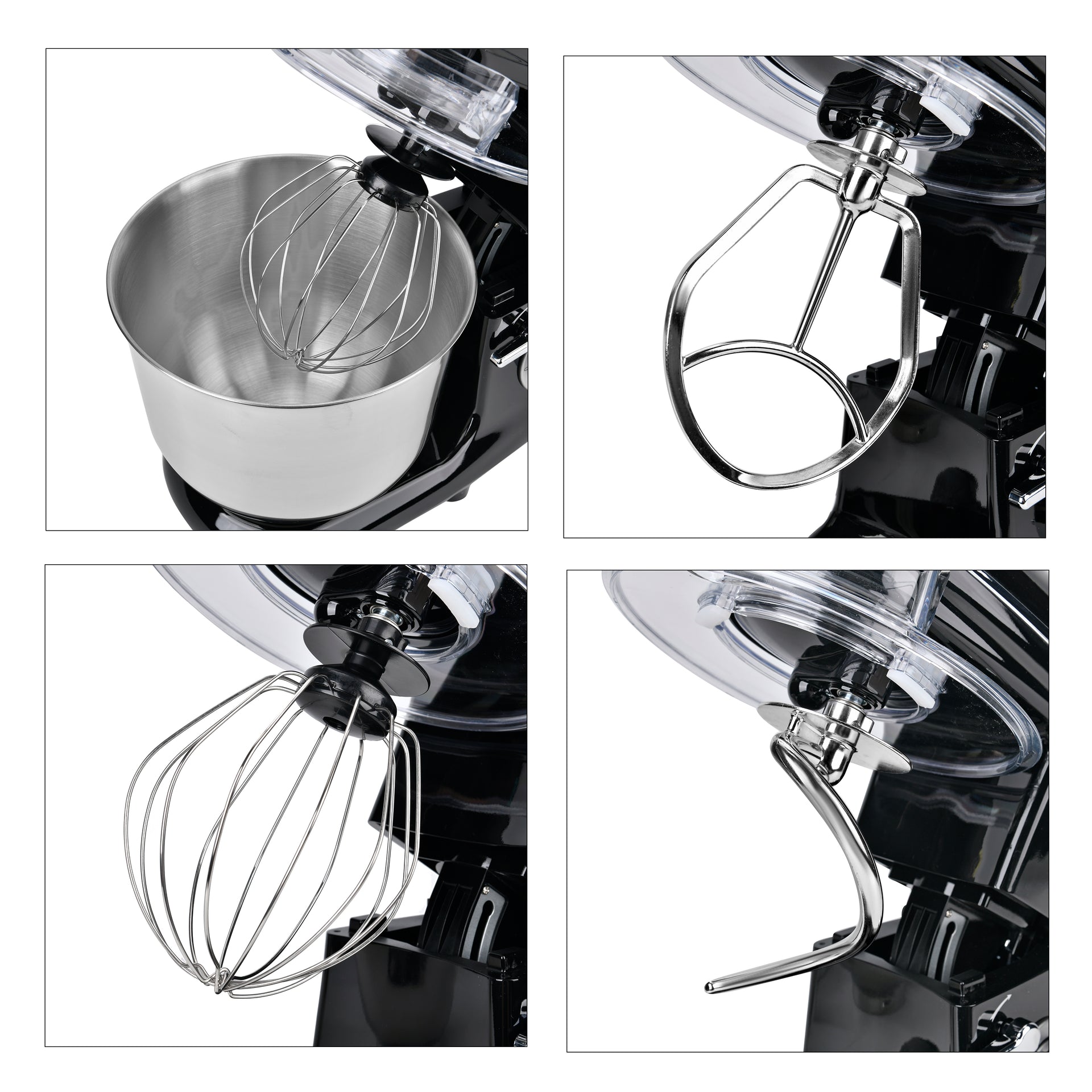 HOMESMART Stand Mixer with 3 Blades, 6 Speed Rotary Control Etc. (6.0 L,1500W ) - Black 7740055 6