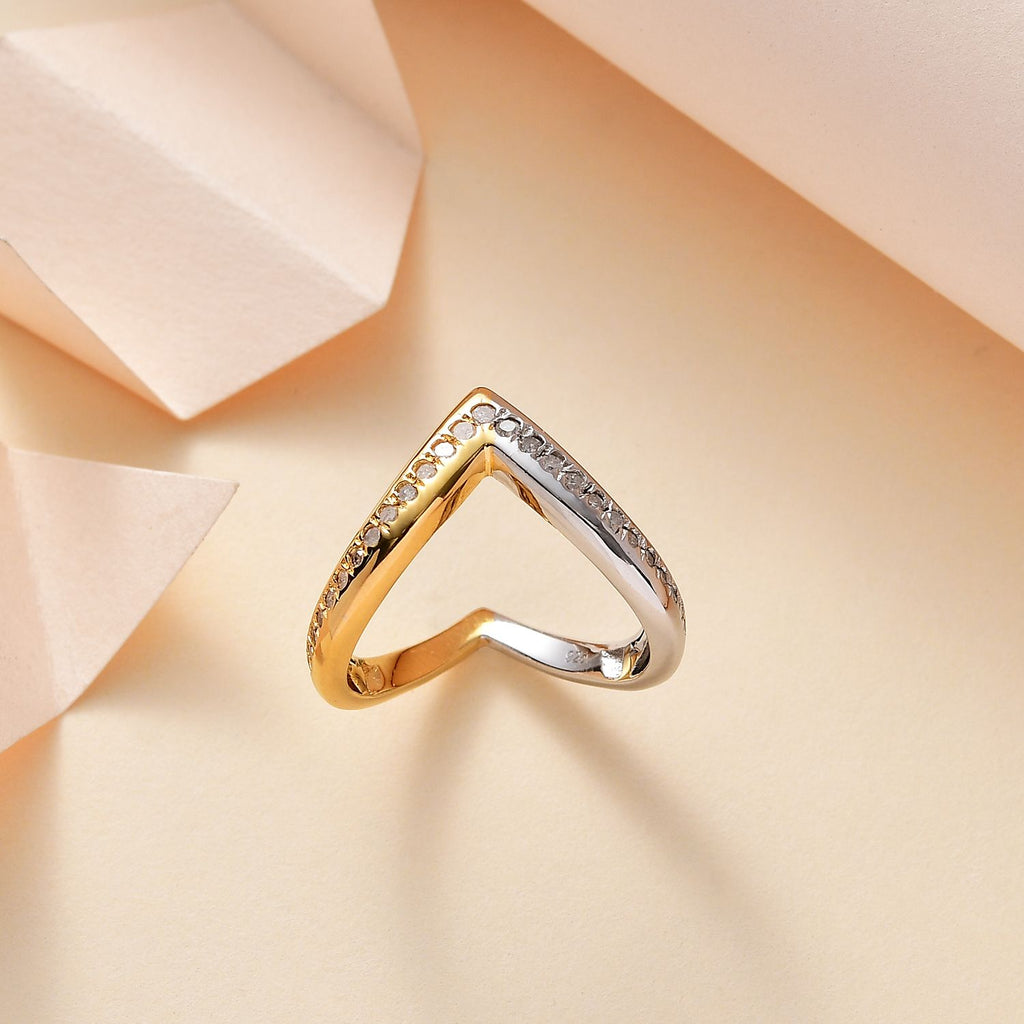 JCK Vegas Find - Diamond Wishbone Ring in 18K Vermeil YG & Platinum Plated Sterling Silver_7740940_1