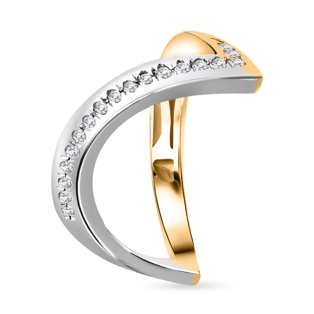 JCK Vegas Find - Diamond Wishbone Ring in 18K Vermeil Yellow Gold and Platinum Plated Sterling Silver 7740940 3
