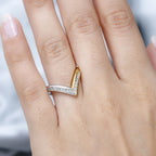 JCK Vegas Find - Diamond Wishbone Ring in 18K Vermeil YG & Platinum Plated Sterling Silver_7740941_2