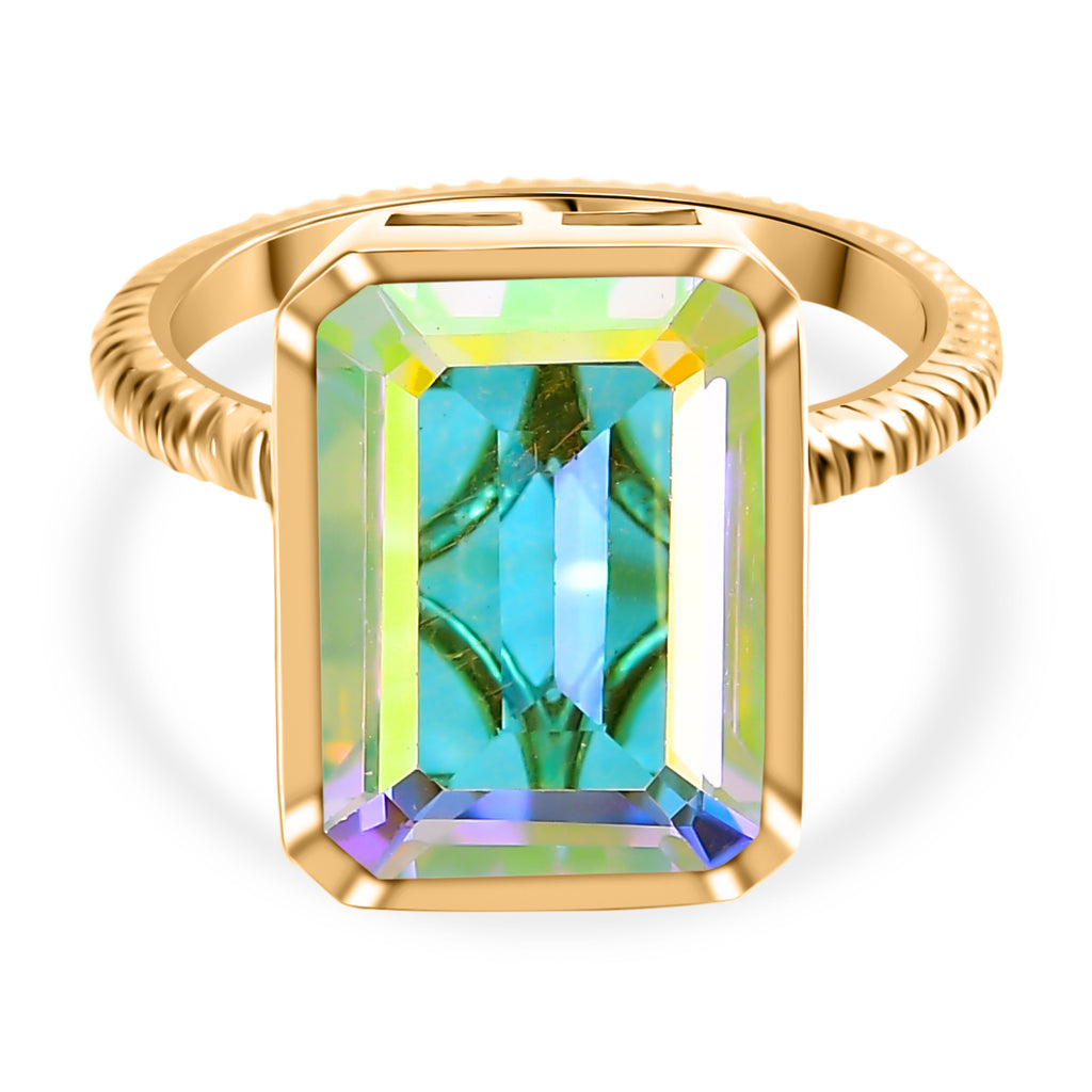 Mercury Mystic Topaz Solitaire Ring in 18K Vermeil Yellow Gold Plated Sterling Silver 8.52 Ct._7743430