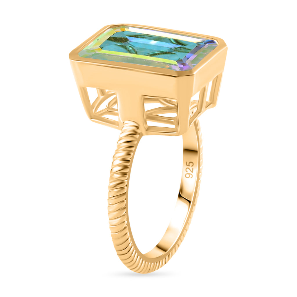 Mercury Mystic Topaz Solitaire Ring in 18K Vermeil Yellow Gold Plated Sterling Silver 8.52 Ct._7743430_3