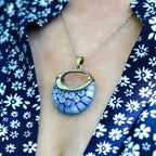 Blue Color Murano Glass  Necklace (Size - 24) Pure White Stainless Steel