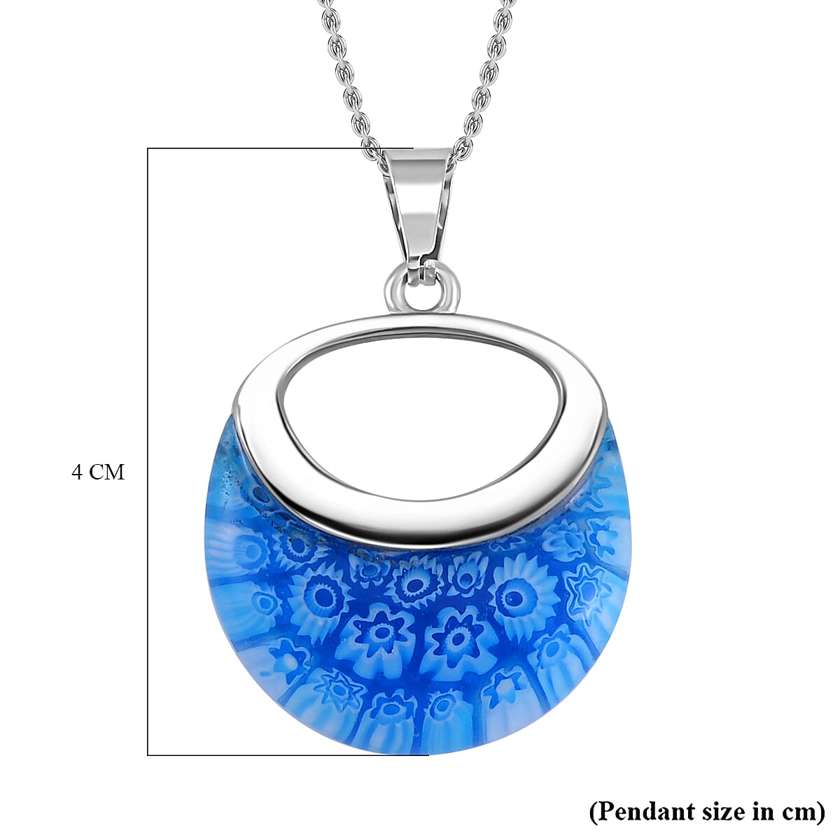 Blue Colour Murano Style Necklace (Size - 24) Pure White Stainless Steel V32531213 6