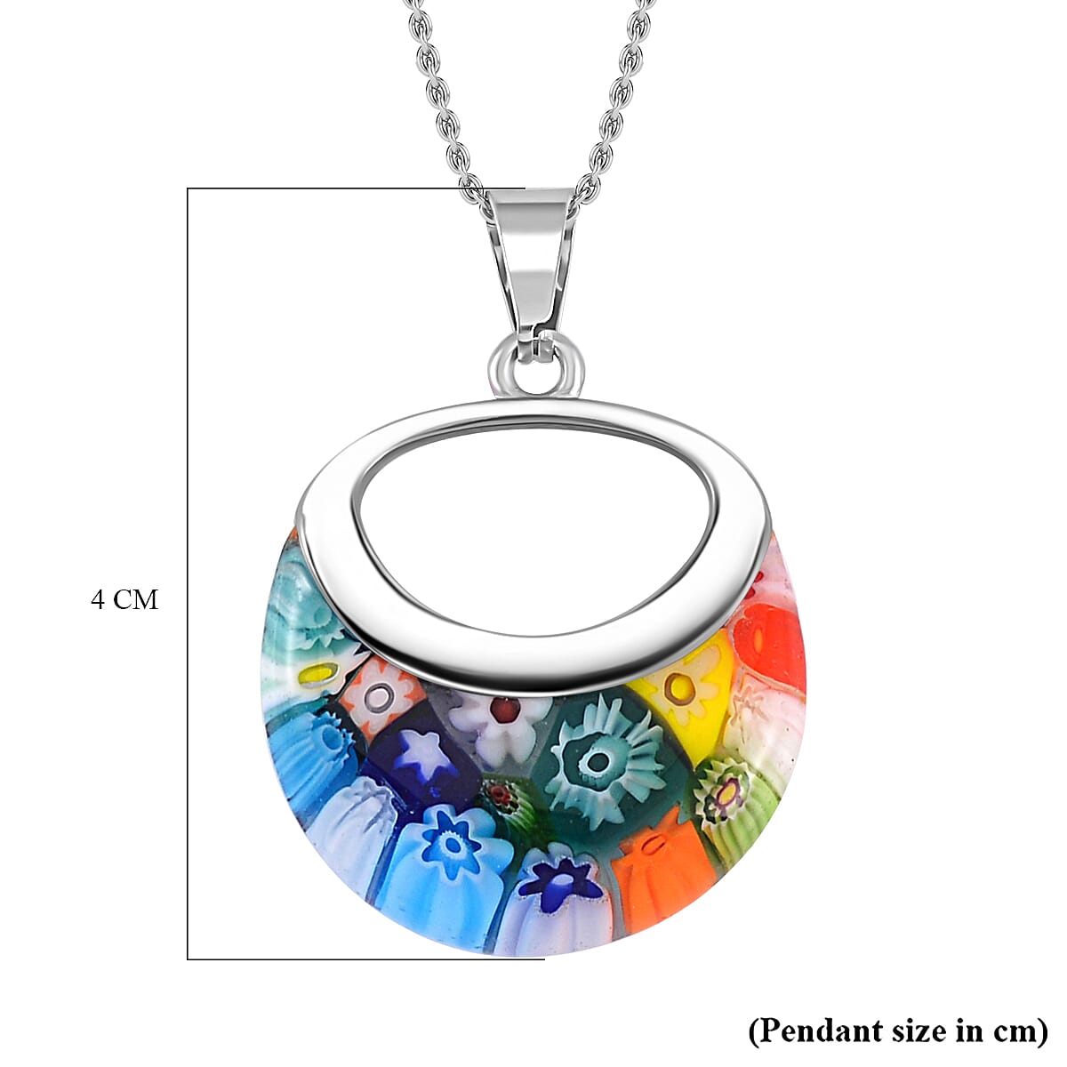Multi Colour Murano Style Necklace (Size - 24) Pure White Stainless Steel 7744138 7