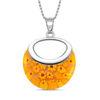 Yellow Color Murano Glass  Necklace (Size - 24) Pure White Stainless Steel