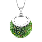 Green Color Murano Glass Flower Eanameling Necklace (Size - 24)_7744169_4