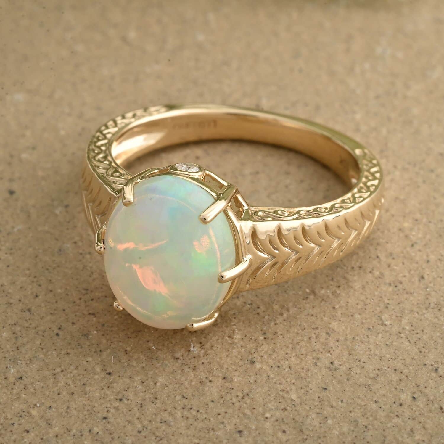 Appraised and Certified 2.1 Ct. Opal, Diamond Solitaire Ring in 10K Yellow Gold 7744716 2