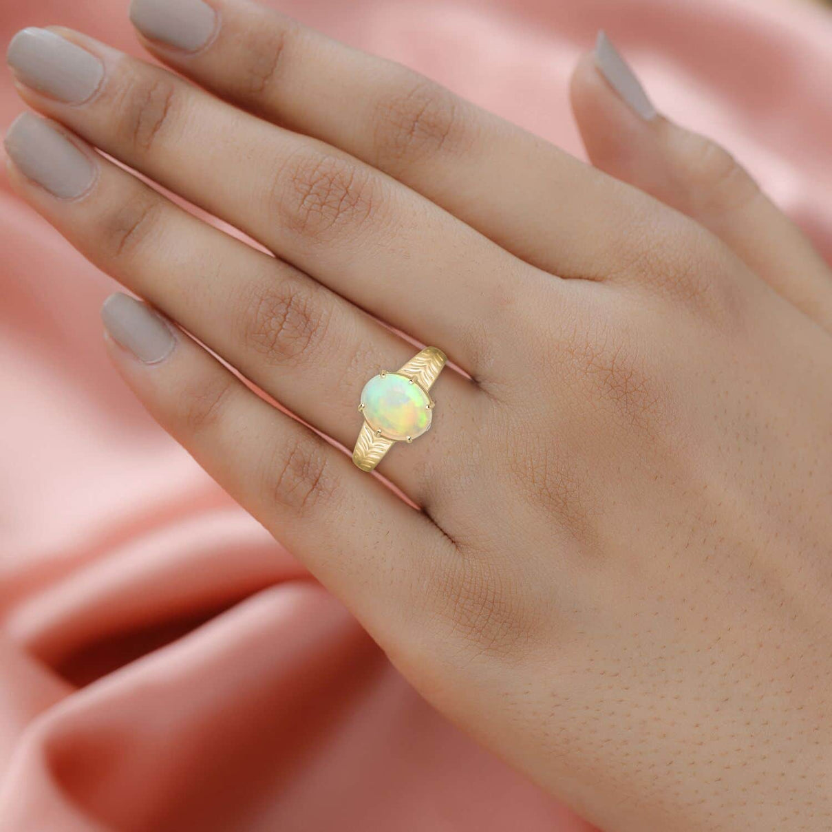 Appraised and Certified 2.1 Ct. Opal, Diamond Solitaire Ring in 10K Yellow Gold 7744716 3