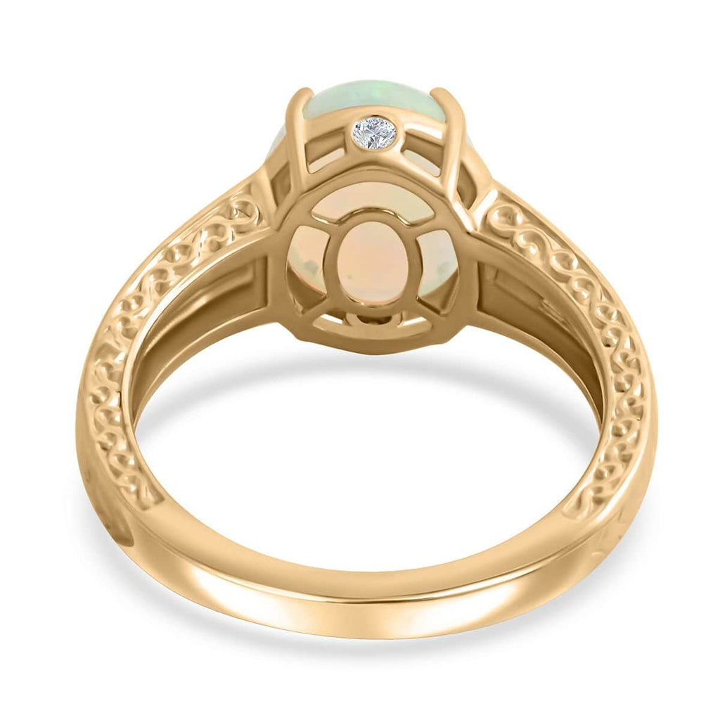 Luxoro - 9K Yellow Gold AGI Cetified AAA Ethiopian Opal & White Diamond Solitaire Ring 2.10 Ct, Gold Wt. 4.10 Gms_7744716_4