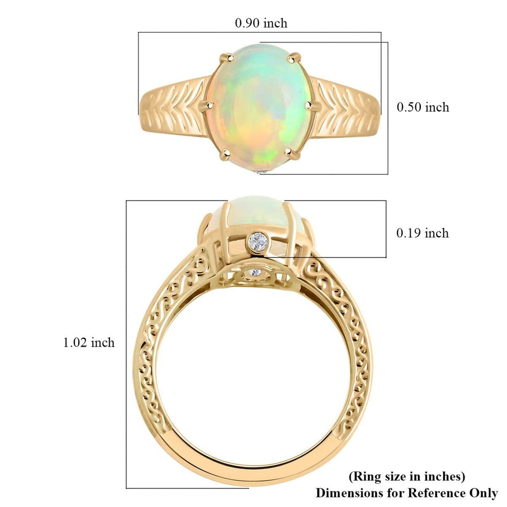 Luxoro - 9K Yellow Gold AGI Cetified AAA Ethiopian Opal & White Diamond Solitaire Ring 2.10 Ct, Gold Wt. 4.10 Gms_7744716_5