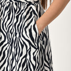 TAMSY 100% Viscose Zebra Pattern Skirt with Elastic Waist (Size XXL 24 - 26) - Off White & Navy_7744970_7