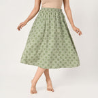 TAMSY 100% Viscose Geometric Pattern Skirt with Elastic Waist (Size XXL 24 - 26) - Green_7744987_1