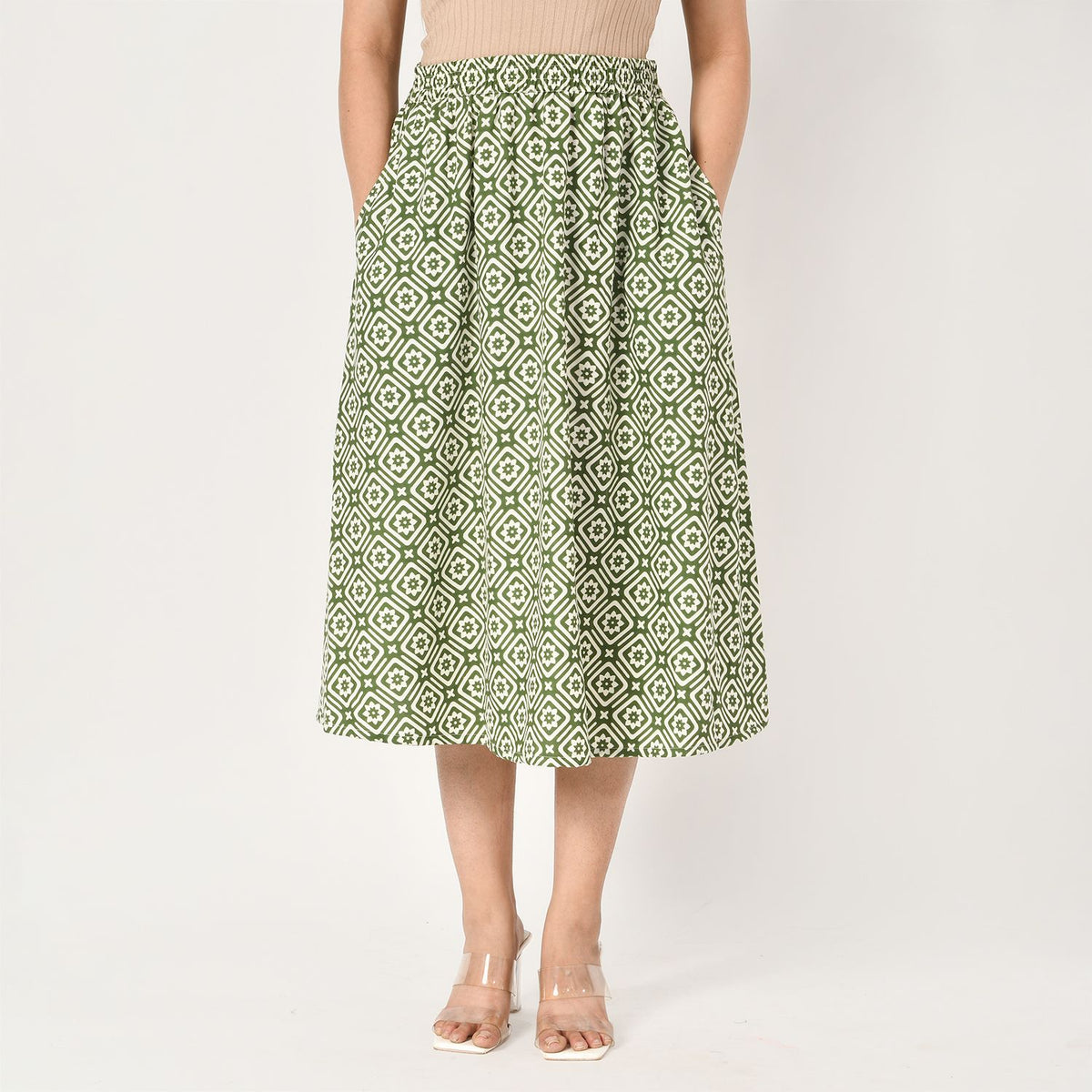 Tamsy Printed Elastic Waist Skirt V32570519 3