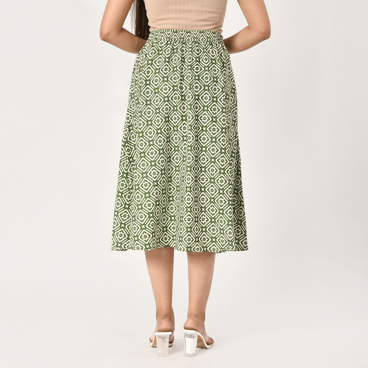 Tamsy Printed Elastic Waist Skirt V32570519 5