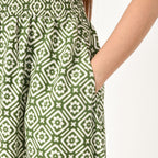 TAMSY 100% Viscose Geometric Pattern Skirt with Elastic Waist (Size XXL 24 - 26) - Green_7744987_5