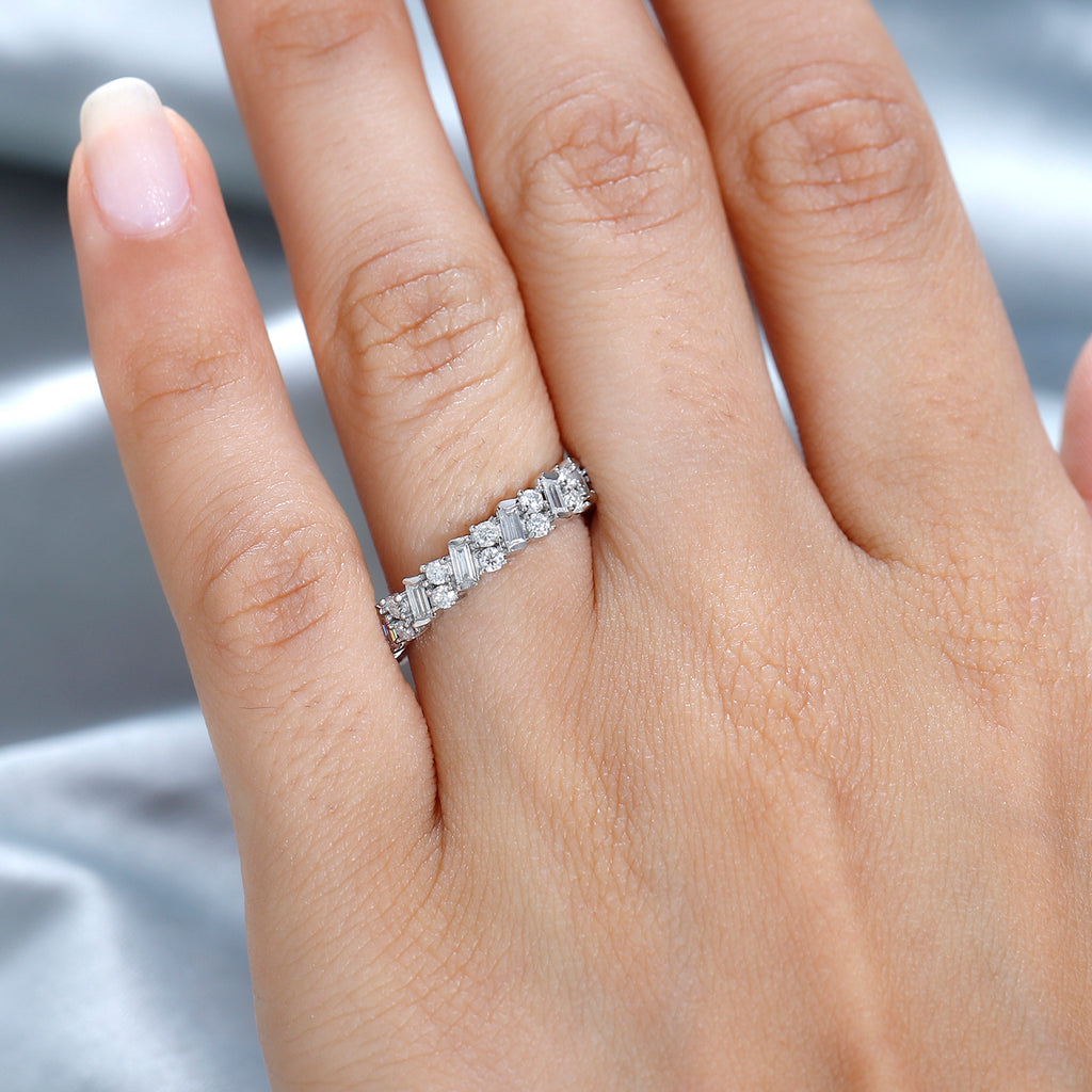 Moissanite  Band Ring in Platinum Overlay Sterling Silver 1.80 ct  1.305  Ct._7745246_2