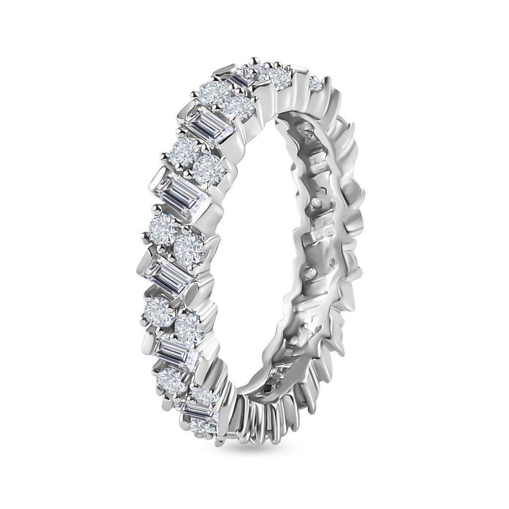Moissanite  Band Ring in Platinum Overlay Sterling Silver 1.80 ct  1.305  Ct._7745246_3