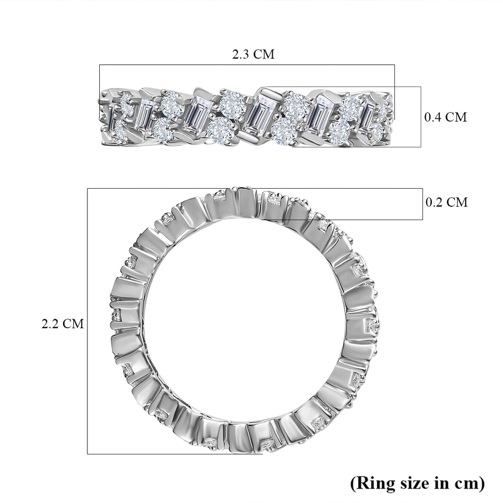 Moissanite  Band Ring in Platinum Overlay Sterling Silver 1.80 ct  1.305  Ct._7745246_4